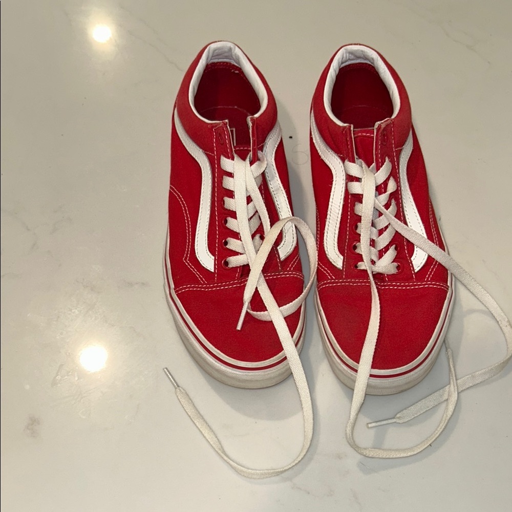 Vans Vibrant Red and White Sneakers